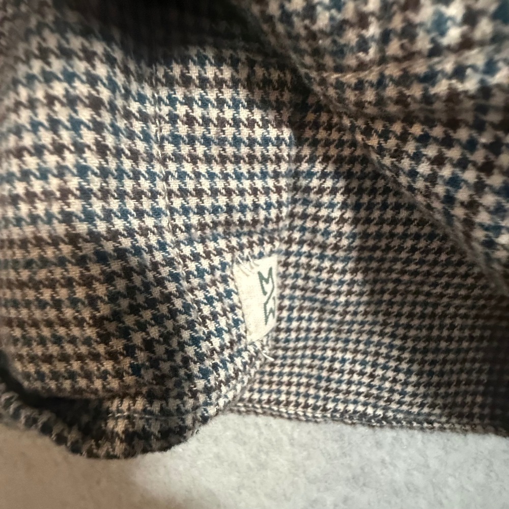 Mutual Weave Mens XL Houndstooth Cotton Button Down Shirt Blue Brown 0079 - Picture 5 of 8